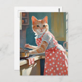 Hausfrau kocht Abendessen Postkarte (Vorne/Hinten)