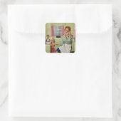 Hausfrau Quadratischer Aufkleber (Tasche)