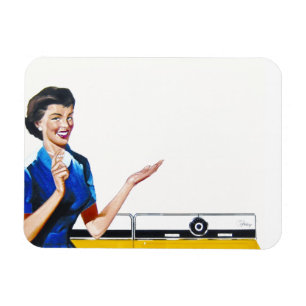 Hausfrau und neue Waschmaschine Magnet