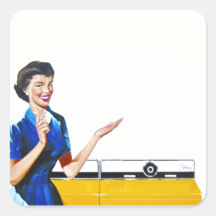 Hausfrau und New Washer Quadratischer Aufkleber