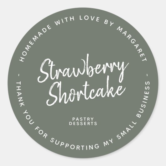 hausgemacht mit dunkler Liebe grün Runder Aufkleber (Vorderseite)