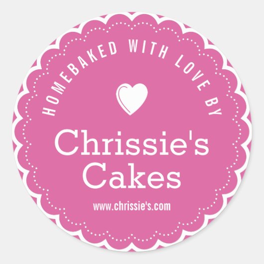 hausgemacht mit Liebe Bäckerei lila personalisiert Runder Aufkleber (Vorderseite)
