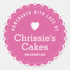 hausgemacht mit Liebe Bäckerei lila personalisiert Runder Aufkleber