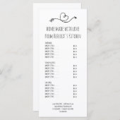 hausgemacht mit Liebe Bäckereipreisliste & Menü Menükarte (Vorne/Hinten)