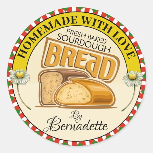 hausgemacht mit Liebe Brot Runder Aufkleber (Vorderseite)