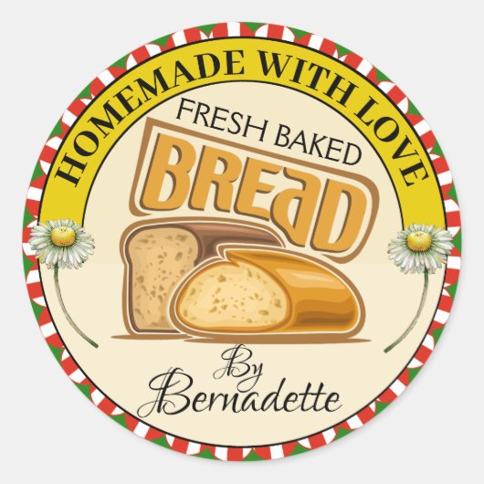 hausgemacht mit Liebe Brot Runder Aufkleber (Vorderseite)