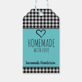 hausgemacht mit Liebe Buffalo Kariert und Aquamari Geschenkanhänger