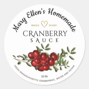 Hausgemacht mit LIEBE Cranberry Sauce Label Runder Aufkleber