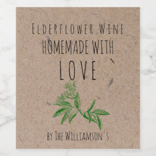 Hausgemacht mit Liebe Elderflower Wine Kraft Paper Weinetikett