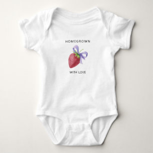 hausgemacht mit Liebe - Erdbeere mit Bogen - Baby Strampler