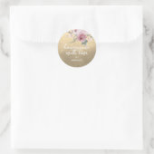 Hausgemacht mit Liebe Floral Rose Gold Geschenk Runder Aufkleber (Tasche)