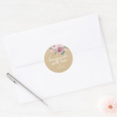 Hausgemacht mit Liebe floral Rose Kraft Papiergesc Runder Aufkleber (Umschlag)