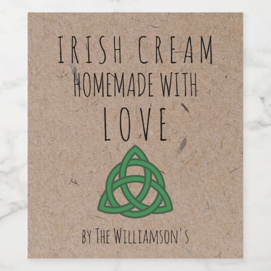 hausgemacht mit Liebe Irish Cream Kraft Paper Labe Weinetikett (Einzelnes Label)