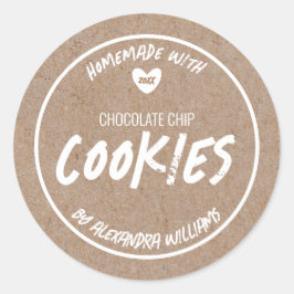 Hausgemacht mit Liebe-Kraft-Papier Runder Aufkleber