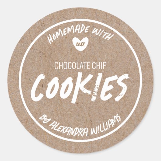 Hausgemacht mit Liebe-Kraft-Papier Runder Aufkleber (Vorderseite)