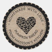 Hausgemacht mit Liebe-Kraft-Papierherz Backwaren Runder Aufkleber (Vorderseite)