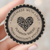 Hausgemacht mit Liebe-Kraft-Papierherz Backwaren Runder Aufkleber