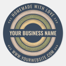 hausgemacht mit Liebe | Navy Blue Small Business Runder Aufkleber