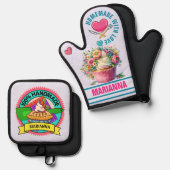 hausgemacht mit Liebe Ofenhandschuh & Topflappen-Set (Vorderseite/Rückseite)