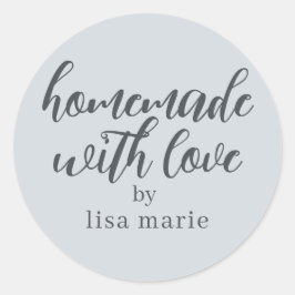 hausgemacht mit Liebe Personalisiert Pastell Blue  Runder Aufkleber