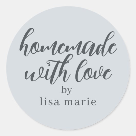 hausgemacht mit Liebe Personalisiert Pastell Blue Runder Aufkleber (Vorderseite)