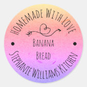 Hausgemacht mit Liebe Rainbow-Kraft-Papier | Backe Runder Aufkleber (Vorderseite)