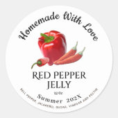 hausgemacht mit Liebe Red Pepper Jelly Sommer 202X Runder Aufkleber (Vorderseite)
