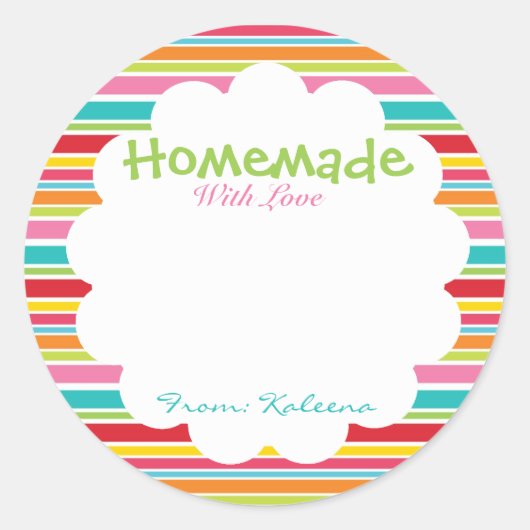 hausgemacht mit Liebe Regenbogen Runder Aufkleber (Vorderseite)