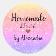 Hausgemacht mit Liebe Regenbogenschrift Glitzer-Kl