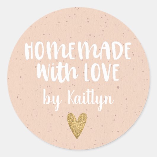 hausgemacht mit Liebe-Rosa Runder Aufkleber (Vorderseite)