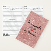 Hausgemacht mit Liebe rot Rosa Glitzer Rezept Notizblock (Innen)