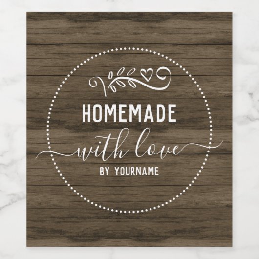 hausgemacht mit Liebe rustikal Weinetikett (Einzelnes Label)