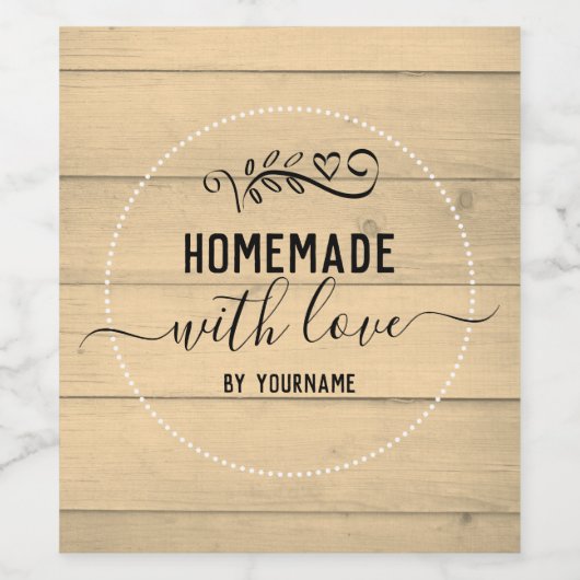 hausgemacht mit Liebe rustikal Weinetikett (Einzelnes Label)