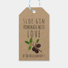 Hausgemacht mit Liebe Sloe Gin Kraft Papier Geschenkanhänger