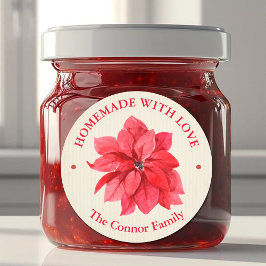 hausgemacht mit Liebe Weihnachtsblume Runder Aufkleber