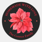 hausgemacht mit Liebe Weihnachtsblume Runder Aufkleber (Vorderseite)