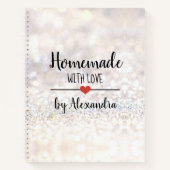 hausgemacht mit Liebe-Weißwein-Glitzer-Rezept Notizblock (Vorderseite)