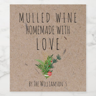 Hausgemacht mit Liebe-Wine-Kraft-Papieretikett Weinetikett