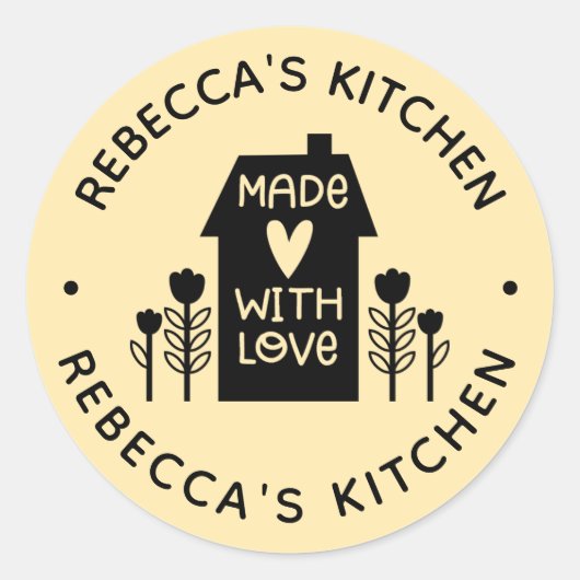 Hausgemacht mit Liebe-Yelllow Classic Rundaufklebe Runder Aufkleber (Vorderseite)