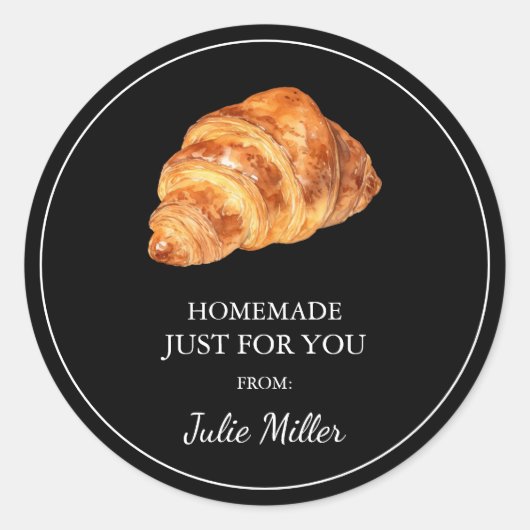 Hausgemacht nur für Sie Croissant-Label Runder Aufkleber (Vorderseite)