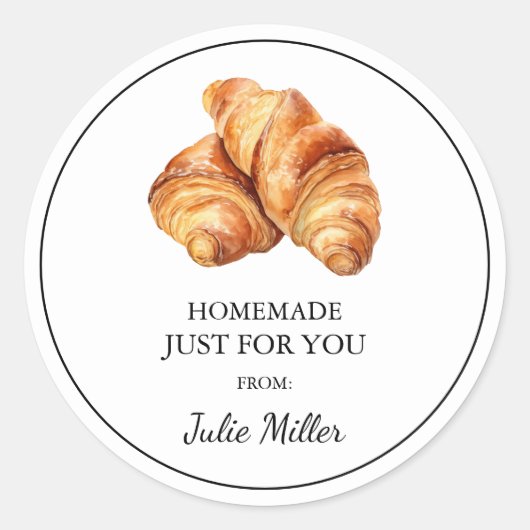 Hausgemacht nur für Sie Croissant-Label Runder Aufkleber (Vorderseite)