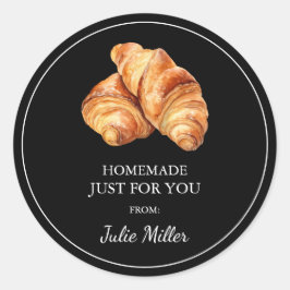 Hausgemacht nur für Sie Croissant-Label Runder Aufkleber