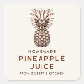 Hausgemachte Ananas-Juice Canning Jar Labels Quadratischer Aufkleber (Vorderseite)