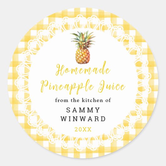 hausgemachte Ananas-Juice-Drink-Marke Runder Aufkleber (Vorderseite)