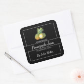 Hausgemachte Ananas-Marmelade-Platz-Etikett Schwar Quadratischer Aufkleber (Umschlag)