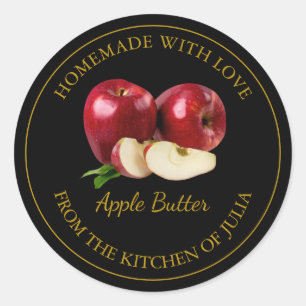 Hausgemachte Applet-Buttermarke Schwarz Runder Aufkleber