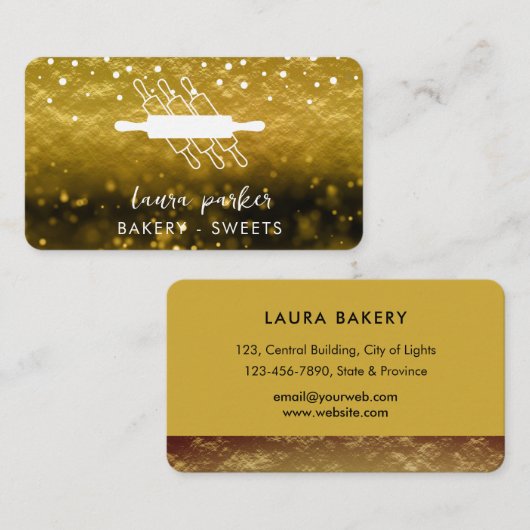Hausgemachte Bäckerei Rolling Button White Gold Vi Visitenkarte (Vorne/Hinten)