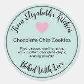 Hausgemachte Backwaren Aquamarin und rosa Zutaten Runder Aufkleber (Vorderseite)