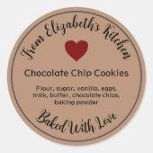 Hausgemachte Backwaren Zutaten Kraft Papier Brown Runder Aufkleber (Vorderseite)