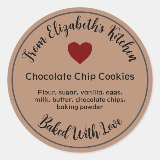 Hausgemachte Backwaren Zutaten Kraft Papier Brown Runder Aufkleber (Vorderseite)